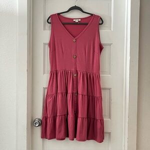 Simply Noelle Pink Sleeveless V-Neck Midi Sundress Size S/M